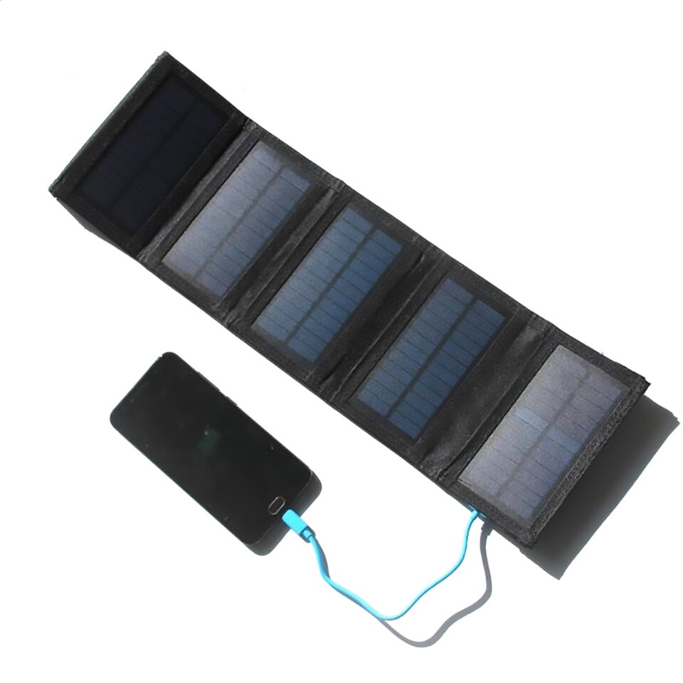 7.5W Sol Sammenklappelig Taske 5V 1.5A Maks USB Udendørs Mobiltelefon Bærbar Solcelle Oplader Opladningskort