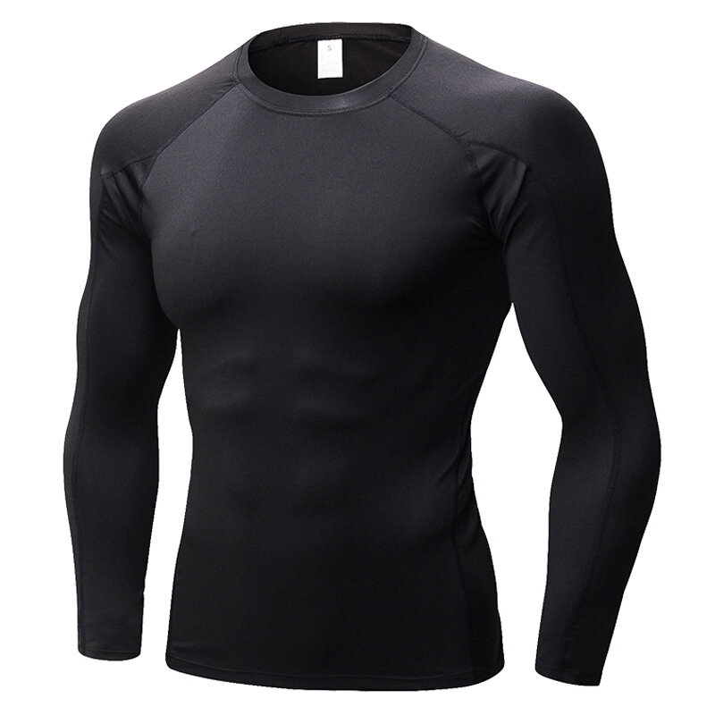 Pro Mens Compression Tight Shirts met lange mouwen Fitness trainingstokken Activewear