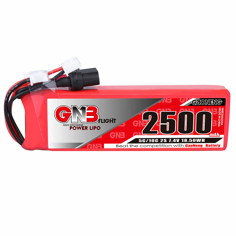 

Gaoneng GNB 7.4V 2500mAh 5C 2S LiPo Battery XT60 Plug XH2.54 Plug for Frsky Taranis X9D Plus