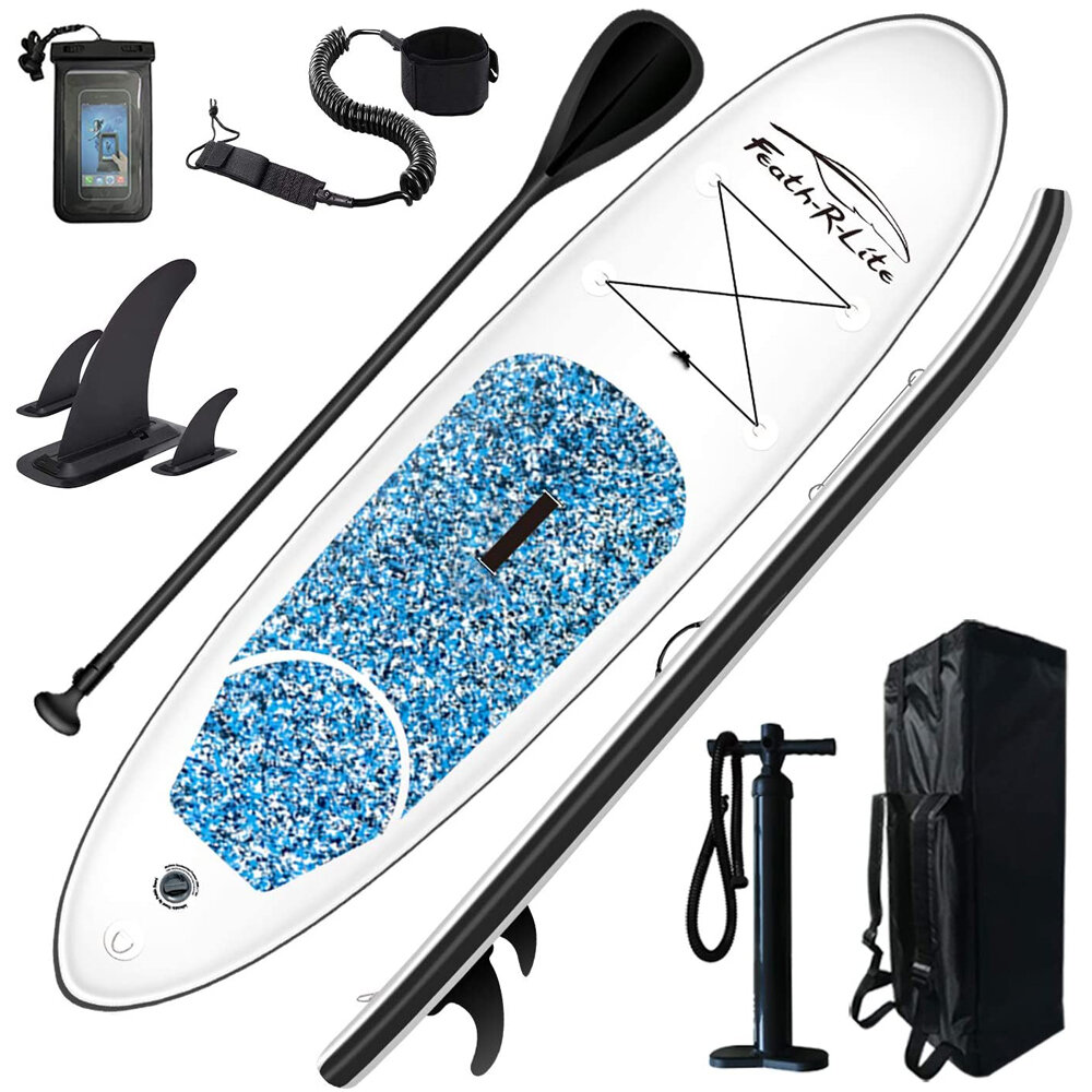 

Funwater 10'×30"×6" Stand Up Paddle Board SUP Surfing Inflatable Board Water Sport Surf Accessories with Fin Phone Bag P