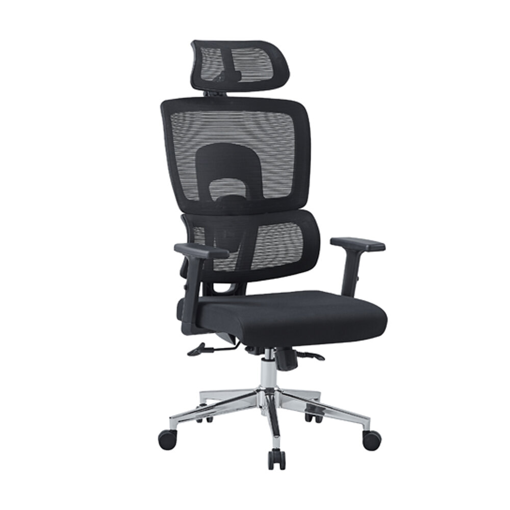 NICK NK02 Ergonomische Office Chair Elasticiteitsspons Vergaderstoelen met hoge rugleuning, verstelbare lendensteun, hoofdsteun met armleuningen