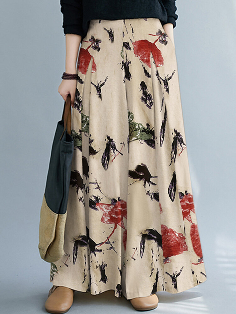 Women Wide-Legged Floral Printed Ankle Length Side Pockets Pants