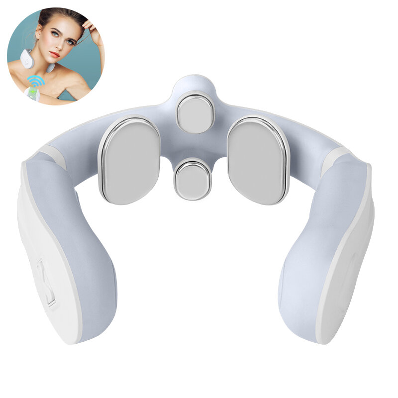 

5W 4 Heads Electric Neck Massager USB Rechargeable Cervical Spine Shoulder Vibration Massager Home Fitness Relaxing Mach