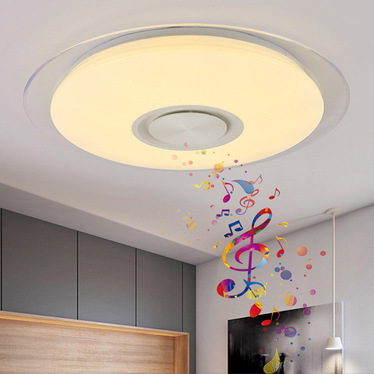 

220V 50CM RGB LED Ceiling Light APP Control Dimmable bluetooth Music Speaker Lamp