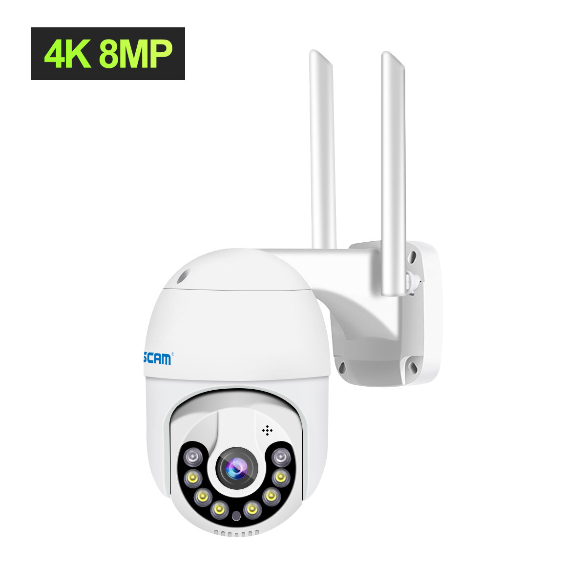 ESCAM QF800 8MP Pan/Tilt AI Humanoid Detection Auto Tracking Cloud Storage Waterproof WiFi IP Camera Two Way Audio Night Vision ICSEE APP