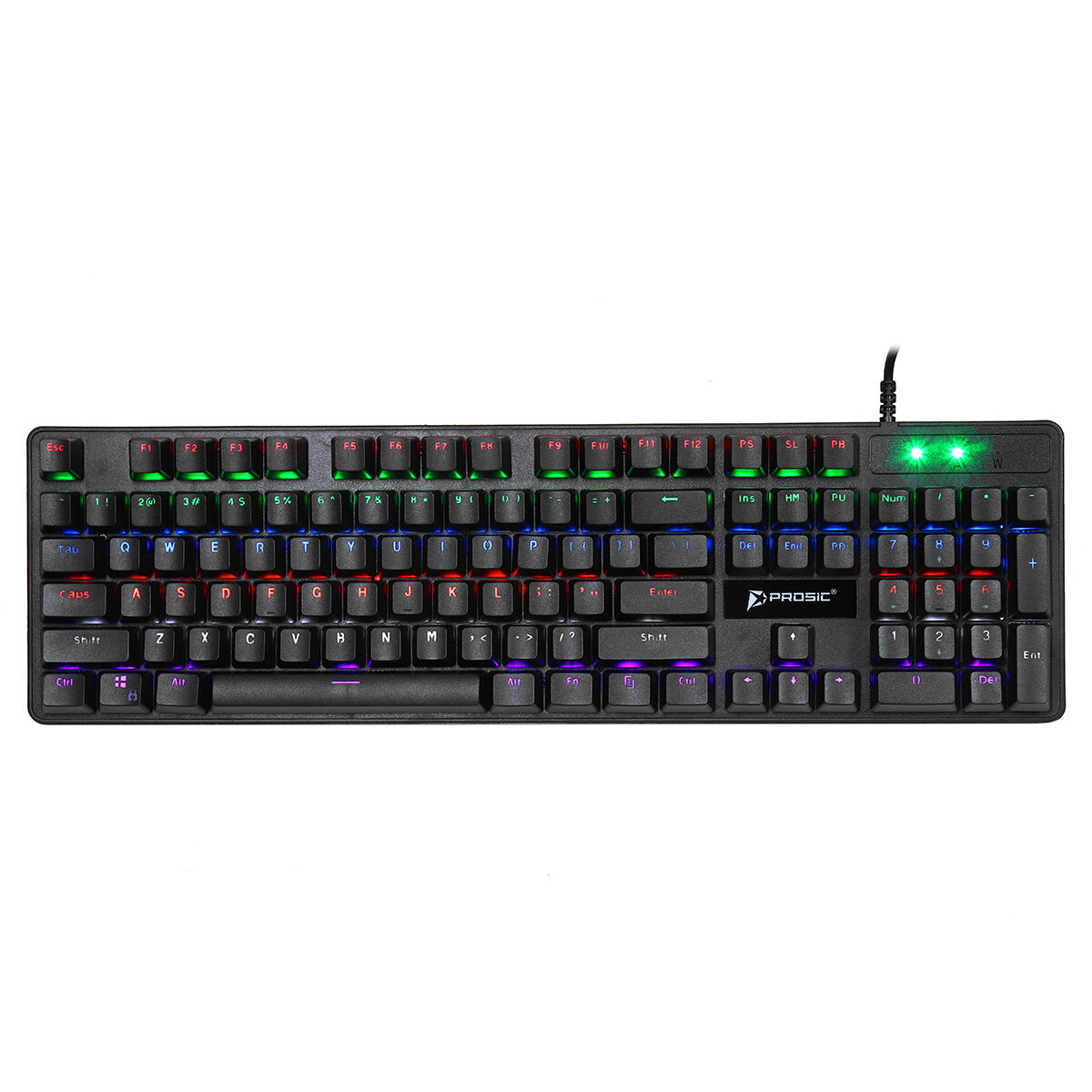 PROSIC B101 Wired Mechanical Keyboard Blue Switch 104-Key Suspended Keycaps RGB Backlit Mechanical Gaming Keyboard