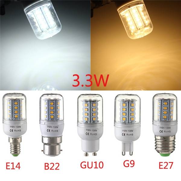 3W 32W E12 E14 E27 E26 B22 G9 GU10 CA LED Corn Bulb 2835 SMD Light White Lamp 