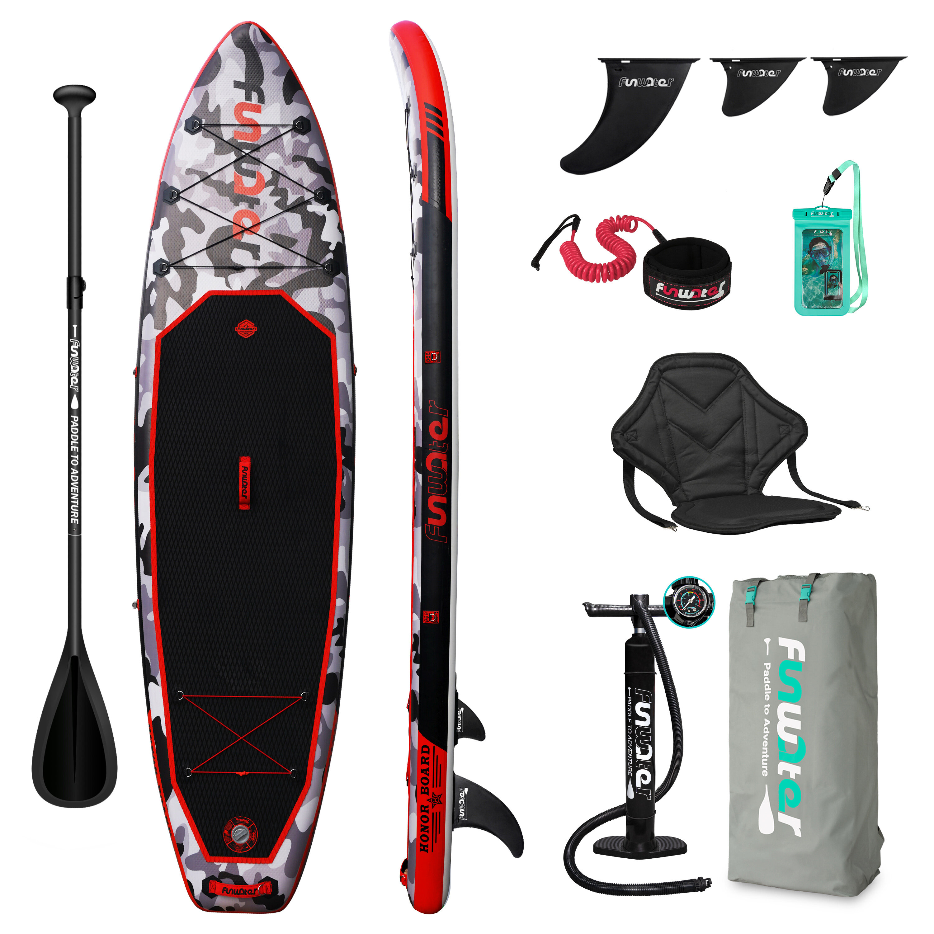 [EU Direct] FunWater Inflatable Paddle Board 12~15PSI Maximum Load 150KG Stand Up Portable Surfboard Pulp Board With Cha