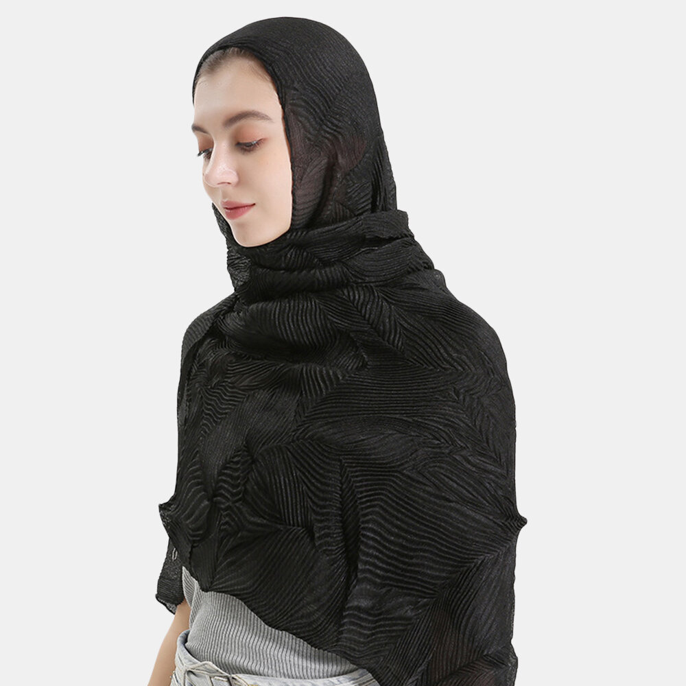 Women Polyester Solid Color Silk Ethnic Turban Hijab