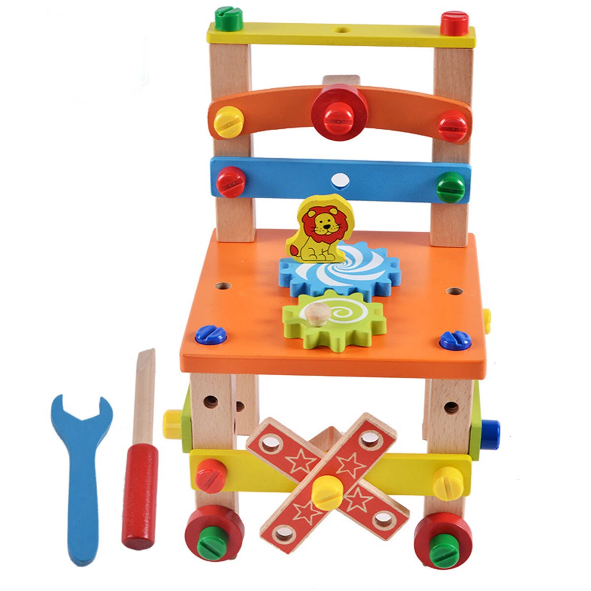Diy creative toy multi-function nut disassembly combination toy wooden chair