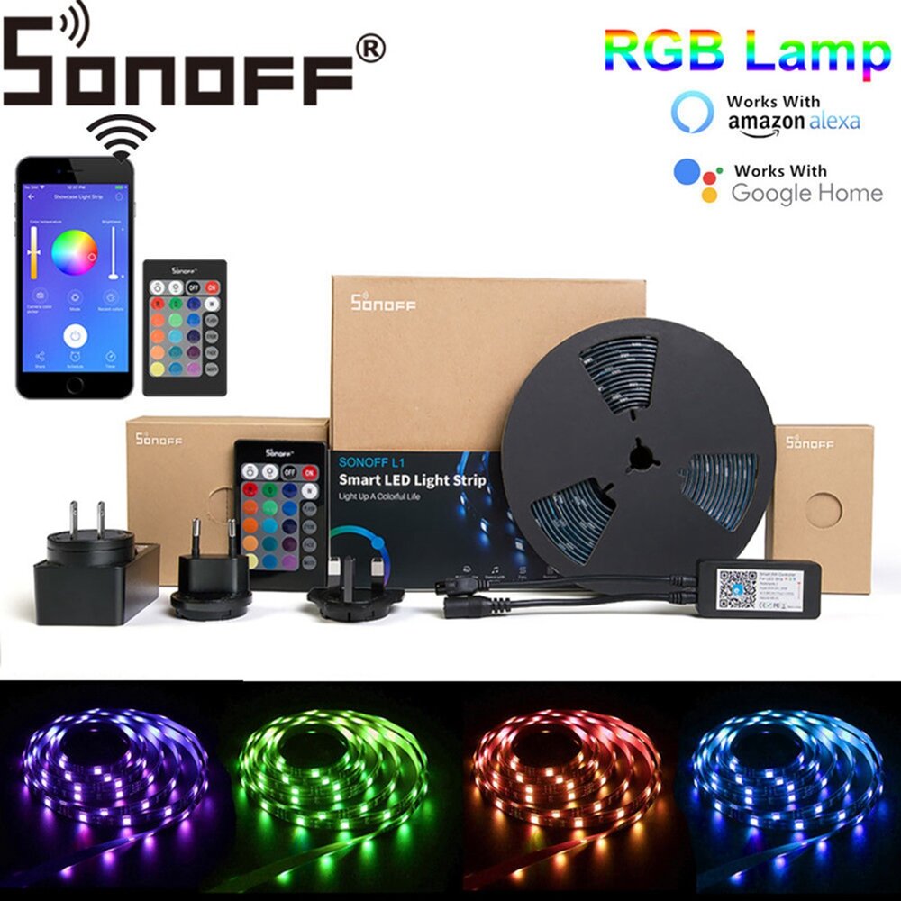 SONOFF L1 LED Smart Dimmable Waterproof RGB Light Strip For Google Alexa