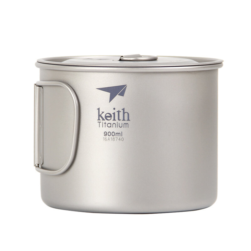 Keith Ti3209 Titanium 900ml Folding Handle Soup Pot Lightweight Noodles Cup Water Cup Camping Travel Picnic