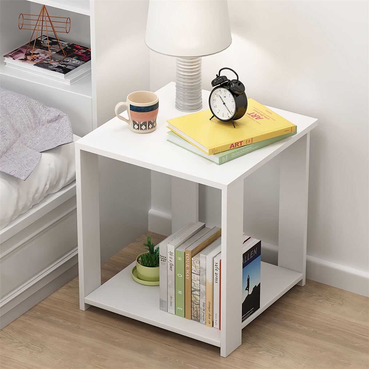 Single/Double Layers Mini Lockers Spacious Countertop Practical Storage Bedside Table for Home