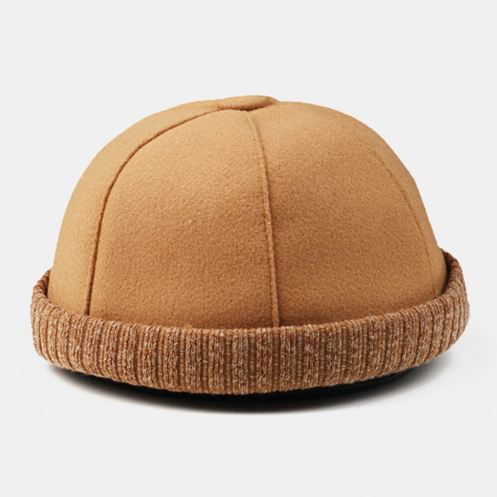 Men Cotton Polyester Solid Color Crimping Casual Adjustable Sunshade Breathable Beanie Landlord Cap 