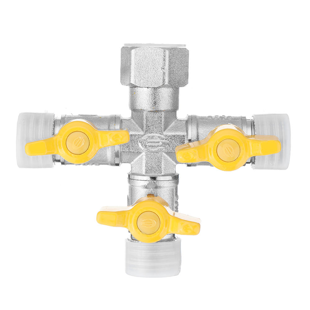 

1/2" Garden Hose Tap Manifold Quick Connector Three Outlet 3 Way Water Splitter Valve Adapter for Washing Machine Faucet