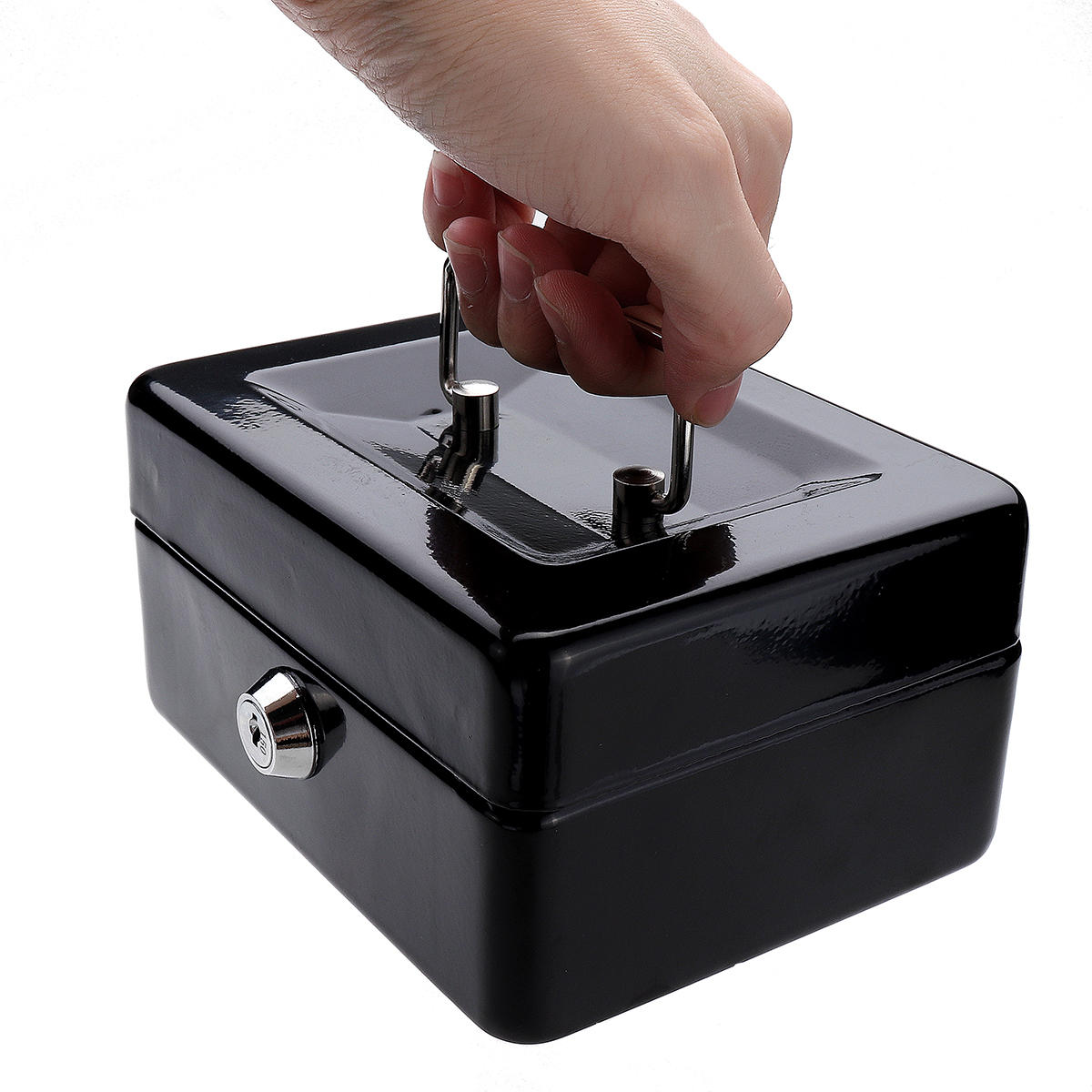 Mini Portable Money Safe Opbergtas Zwart Stevig Metaal Met Muntlade Cash Carry Box