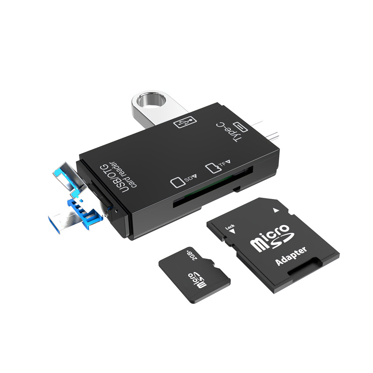 6-in-1 Type-C multifunctionele kaartlezer USB 2.0 OTG-geheugenkaart SD / TF-kaart U schijflezer mobi