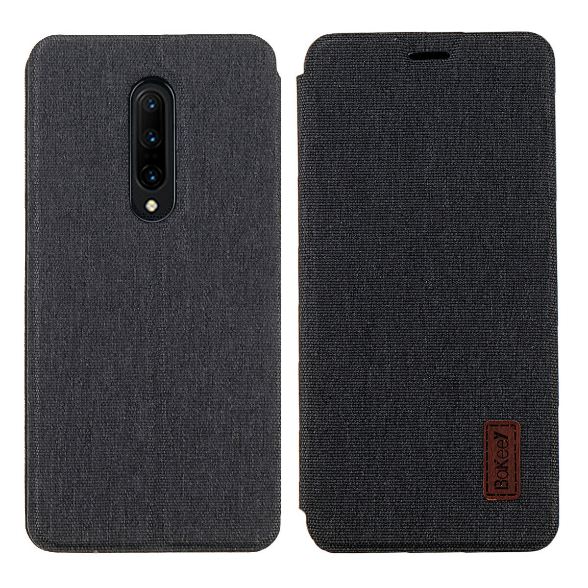 Bakeey Flip Shockproof Fabric Soft Silicone Edge Full Body Protective Case For OnePlus 7 PRO