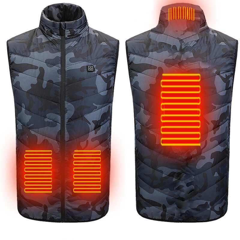 Tengo un chaleco de camuflaje con calefacción de 4 zonas para hombres de Tengoo, que se carga por USB y proporciona calor durante el invierno en deportes al aire libre.