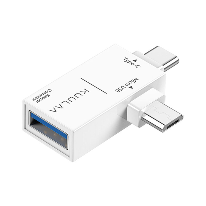KUULAA 2-In-1 Micro USB+Type-C to USB 3.0 OTG Adapter Converter for Samsung Galaxy Note S20 ultra Hu