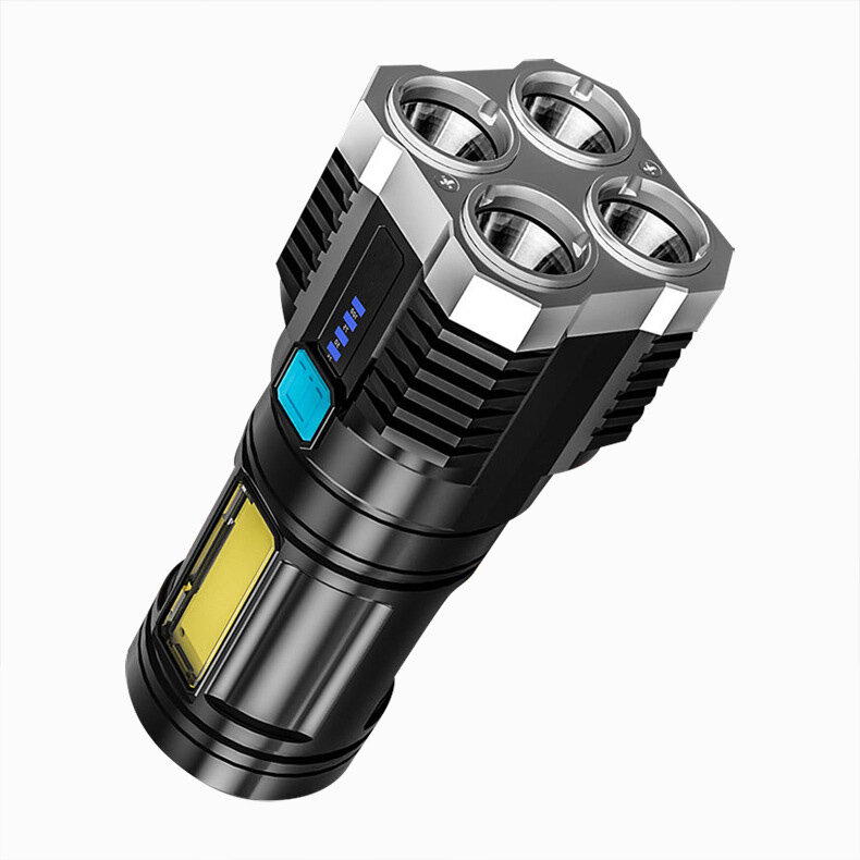 

XANES® S3 4*LED+COB Ultra Bright LED Flashlight With Sidelight Built-in Battery 4 Modes USB Rechargeable Strong Spotligh