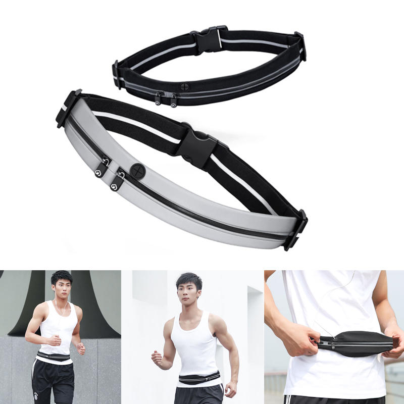YUNMAI Waterproof Waist Bag Double Pockets Reflective Sport Running Pack Headphone Belt Pouch