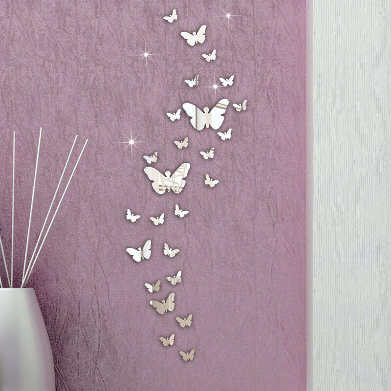 Image of Honana DX-Y5 30PCS Schmetterlings-Kombination 3D Spiegel-Wand-Aufkleber-Ausgangsdekor-DIY Raum-Dekoration