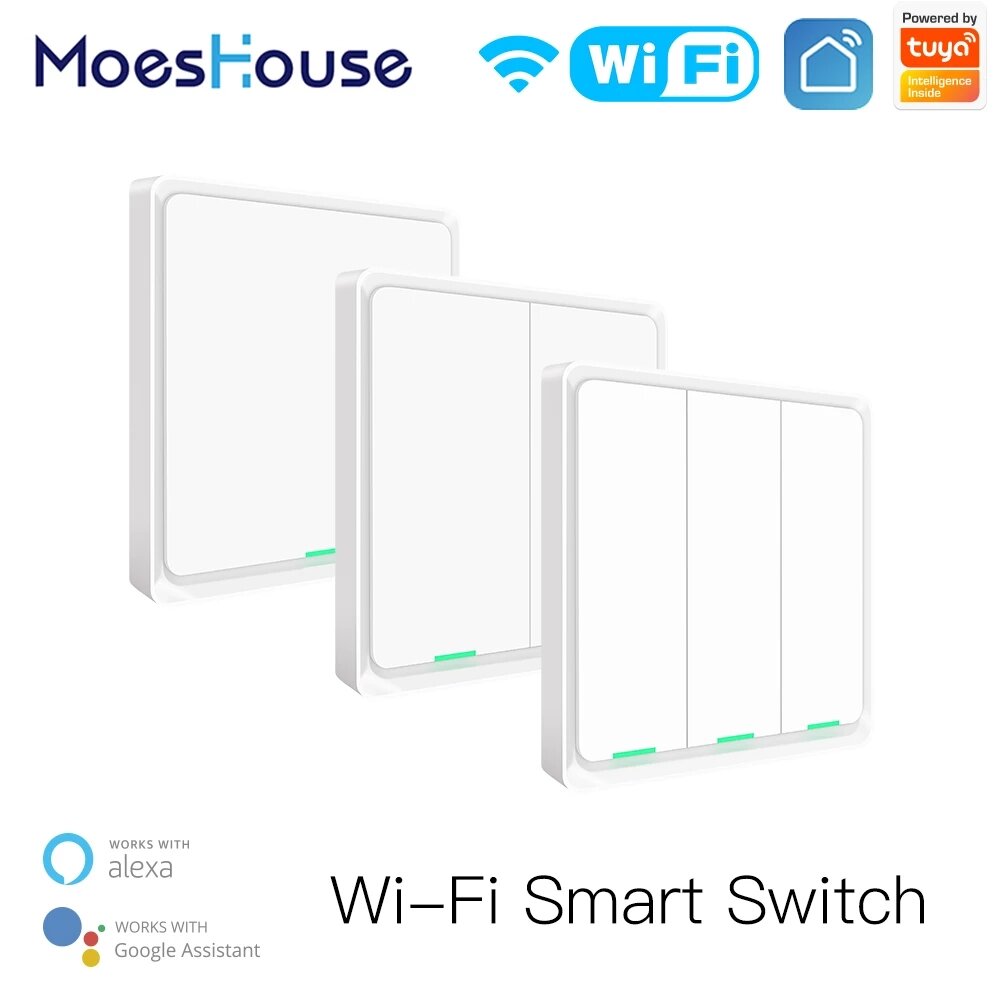 Moeshouse Tuya WiFi Smart Wall Light Switch Neutrale draad vereist Multi-control Association in Smar