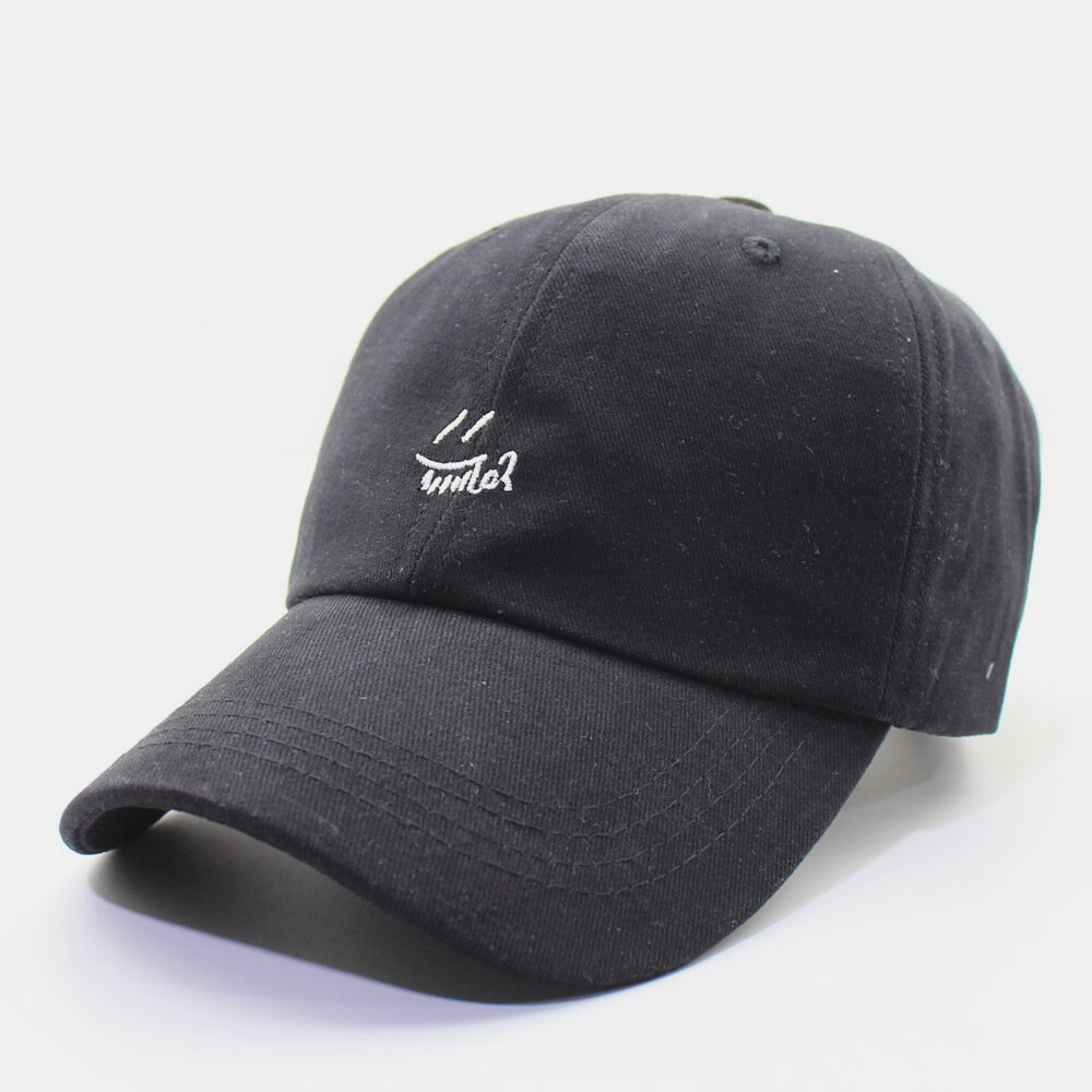 Men Cotton Embroidery Printing Solid Color Casual Outdoor Curve Brim Visor Adjustable Flat Hat Baseb
