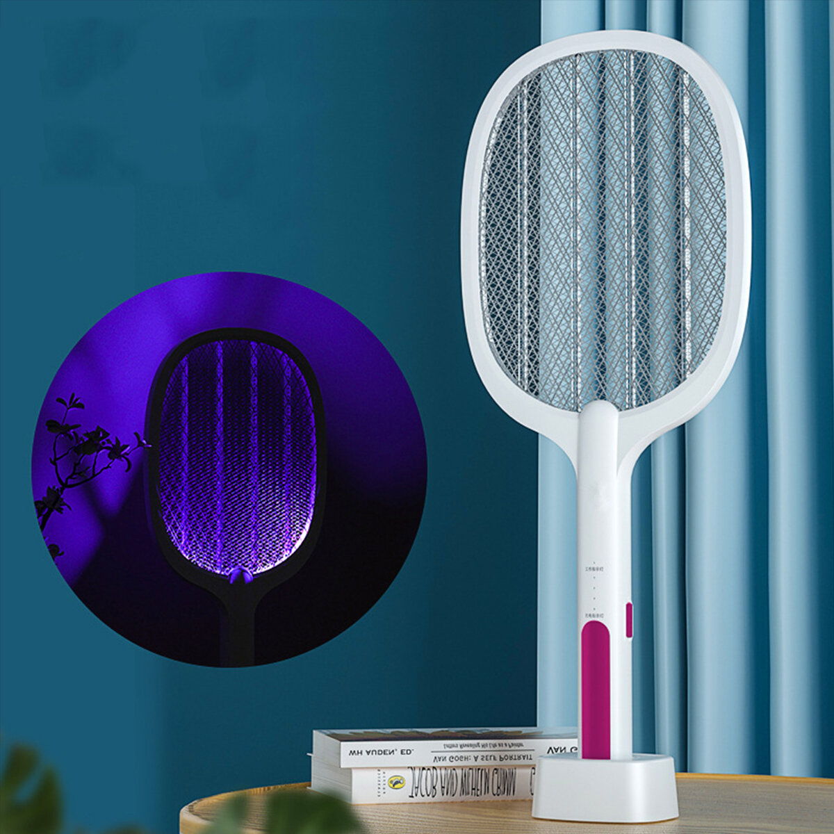 Tueur de moustiques électrique de 3000 V avec lampe UV, sans fil, rechargeable via USB, piège à mouches et moustiques pour le camping, le foyer, raquette à insectes.