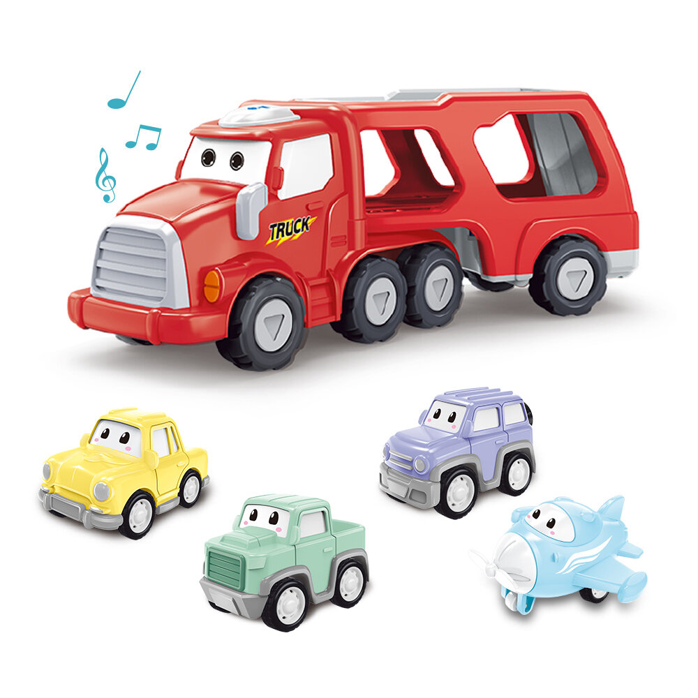 5 Stks Cartoon Traagheidsgeluid En Licht Voertuig Jongen Kid Speelgoed Kleur Cartoon Auto Model voor