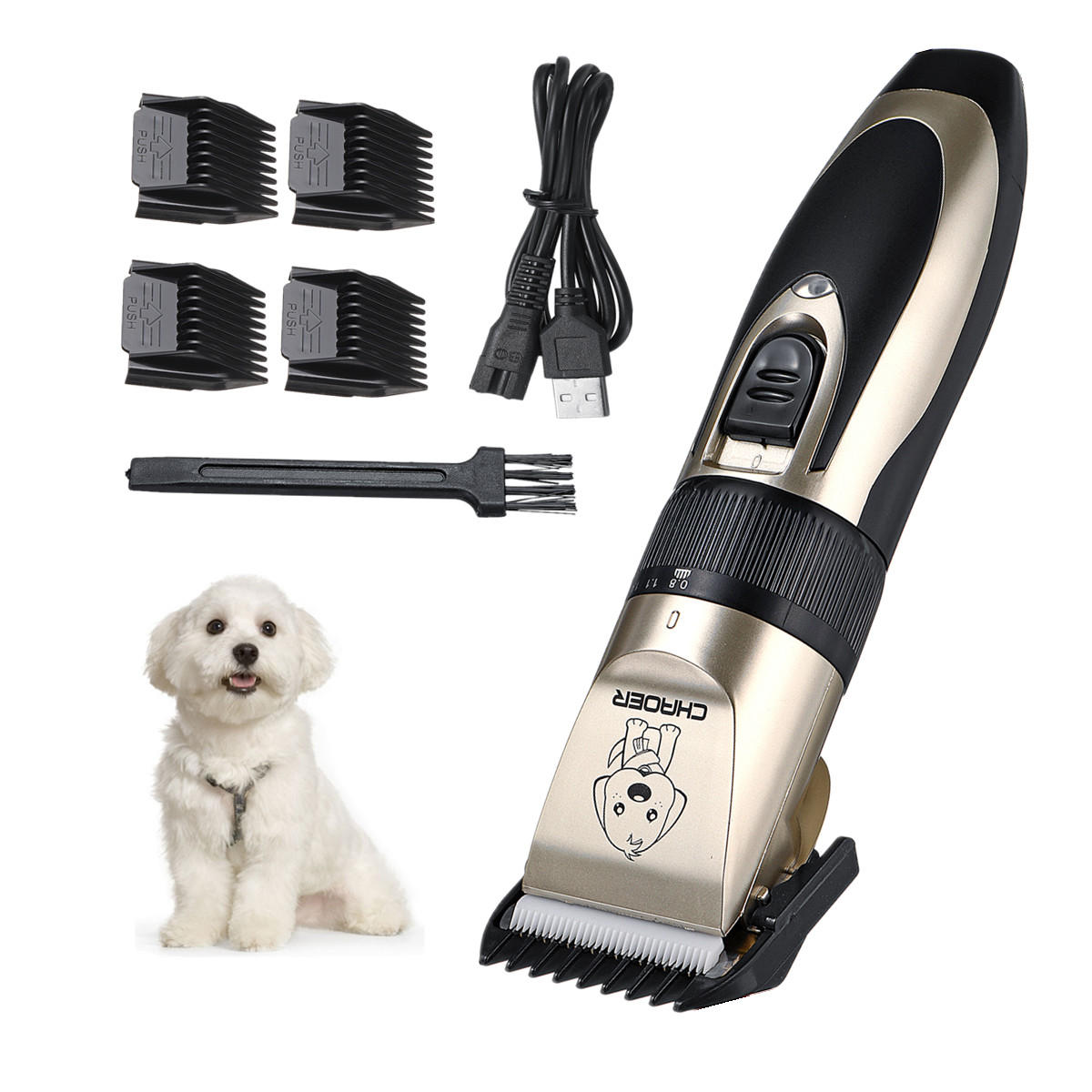 [USA DIRECT] USB Oplaadbare Pet Hair Clipper Cat Dog Trimmer Kit Pet Grooming Scissor Portable Pet A
