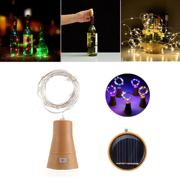 Image of Solarbetriebene 8LEDs Cork Shaped Silberdraht Weinflasche Fairy String Licht fr Weihnachtsfeier