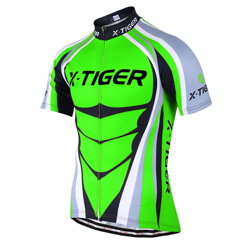 Camiseta de ciclismo X-Tiger para homens, anti-UV, respirável, secagem rápida, roupa de bicicleta de montanha e estrada, top emagrecedor.