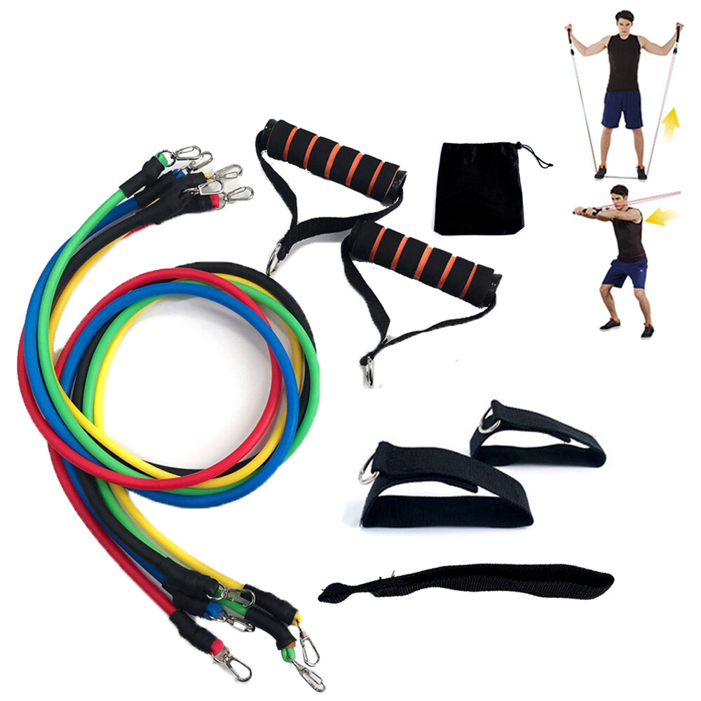 11pcs/set Exercise Home Resistance Bands Strength Training Stretching Sport Fitness Pull Rope Yoga F