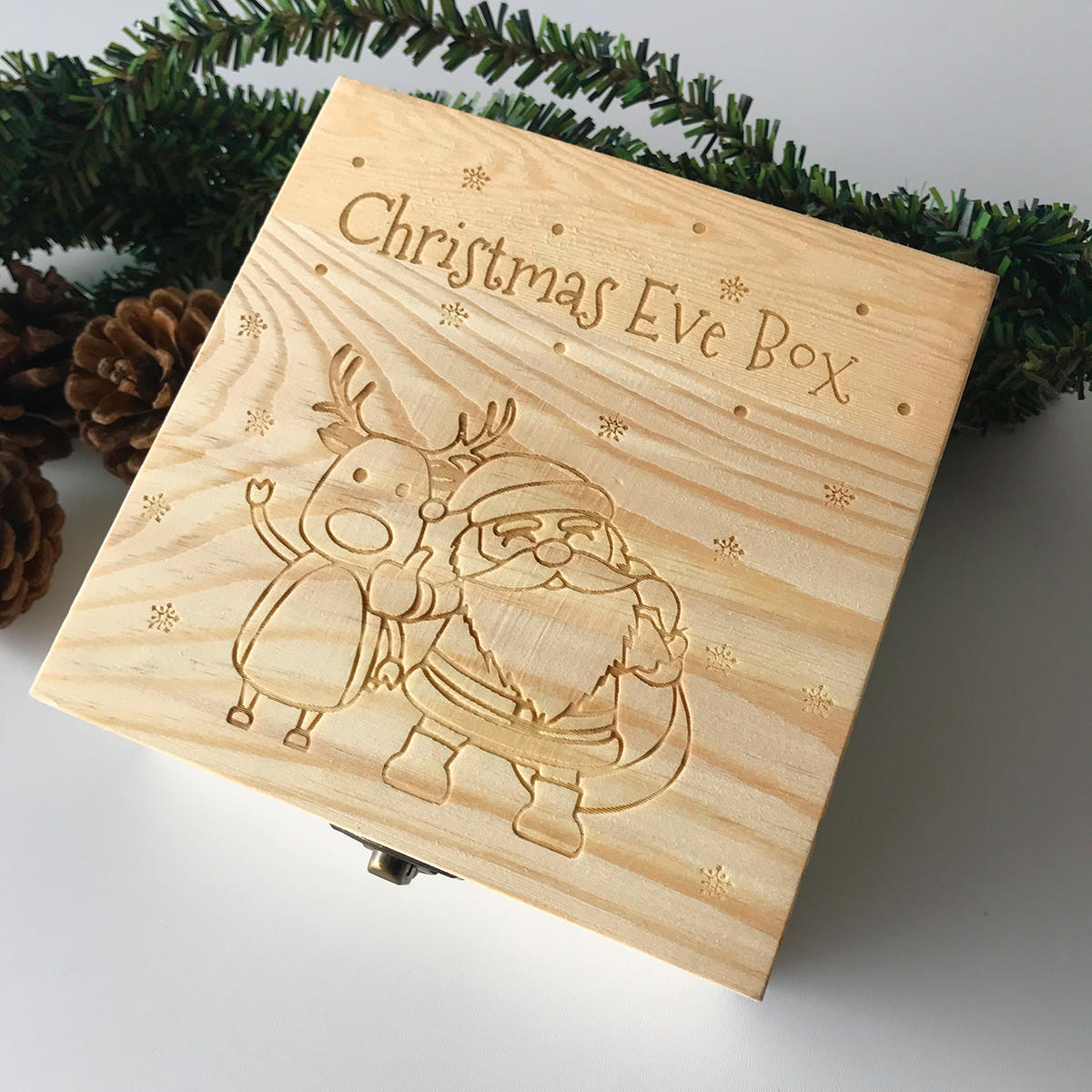 Wooden Christmas Eve Gift Box Engraved Wood Box Chocolate Packaging Party Home Decorations