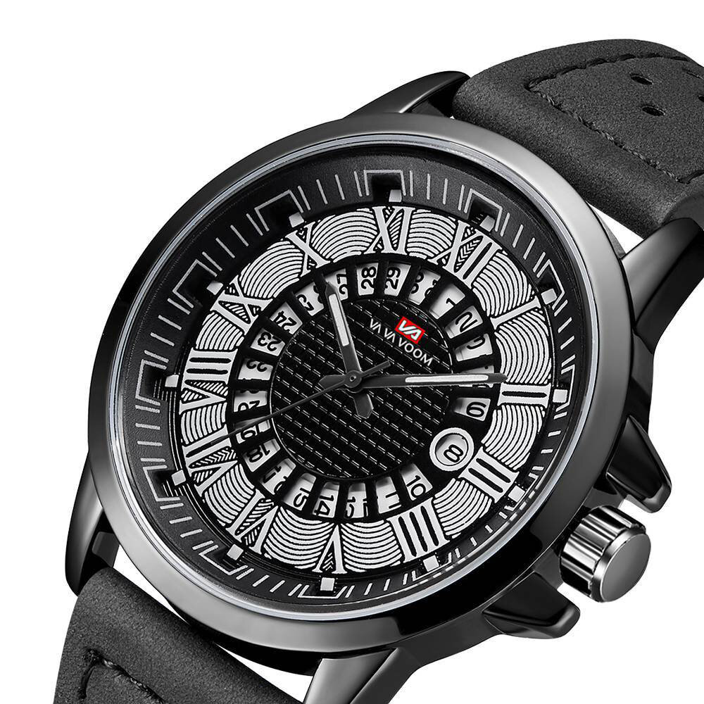 

Deffrun Roman Number Business Style Men Wrist Watch Waterproof Calendar Leather Band Quartz Watch