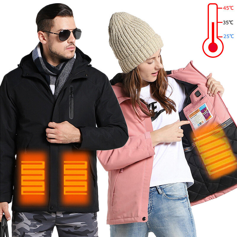 

TENGOO Men Smart Electric Jacket 3 Heating Zone 3 Modes USB Charging Thermal Clothes Washable Waterproof Winter Down Jac
