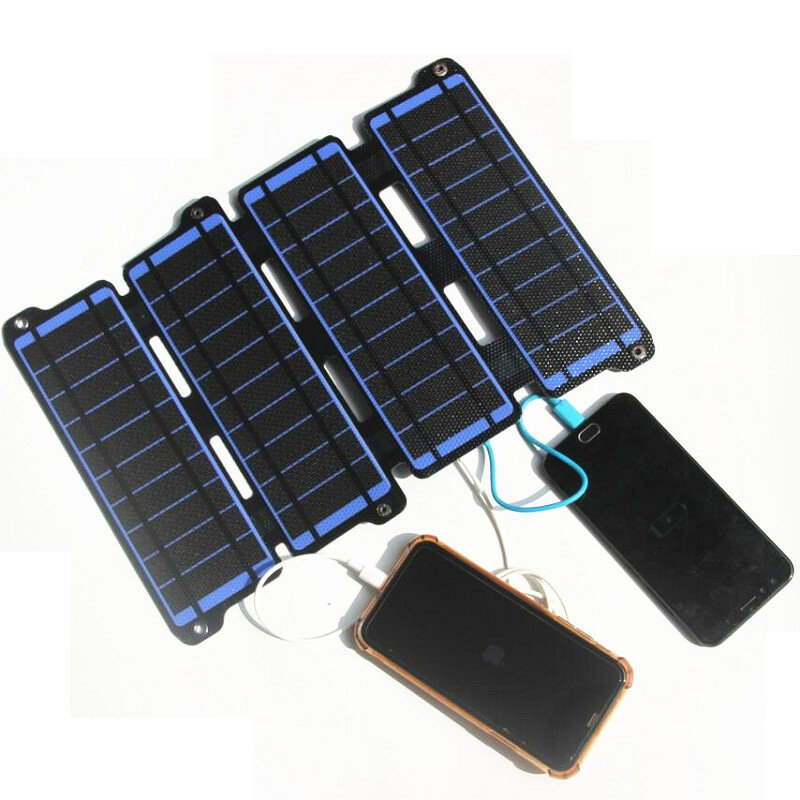 Φορτιστής ηλιακού πίνακα ETFE 14W διπλό USB 5V 18V DC συναρμολογούμενος ηλιακός πίνακας για φόρτιση τηλεφώνων και τραπεζών ενέργειας