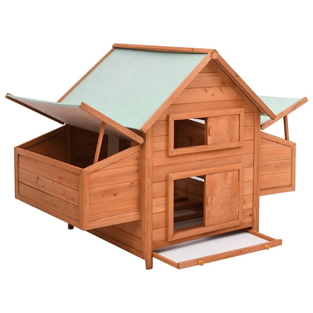 [EU Direct] vidaXL 171459 Outdoor Chicken Coop 152x96x110 cm Solid Firwood Pet Supplies Dog House Pet Home Cat Bedpen Fe