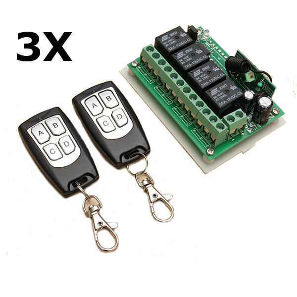3Pcs Geekcreit® 12V 4CH Channel 315Mhz Wireless Remote Control Switch With 2 Transimitter