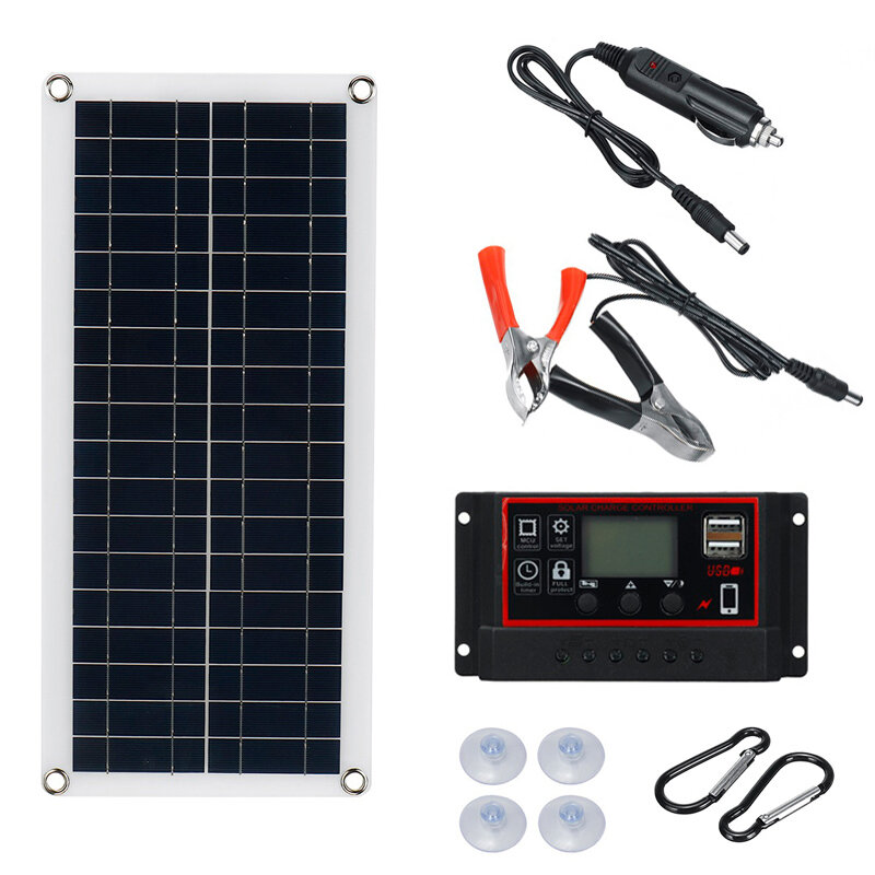 IPRee® 18 V-os napelemes rendszer vízálló vészhelyzeti USB-töltésű napelem 40A/50A/60A töltővezérlő készlettel Kemping Utazás Energiatermelés