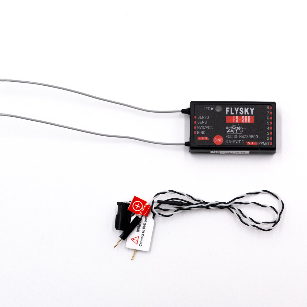 FlySky FS-SR8 2.4GHz 8CH ANT Mini RC Receiver Compatible FS-ST8 Radio Transmitter for RC Drone Car Boat Robot