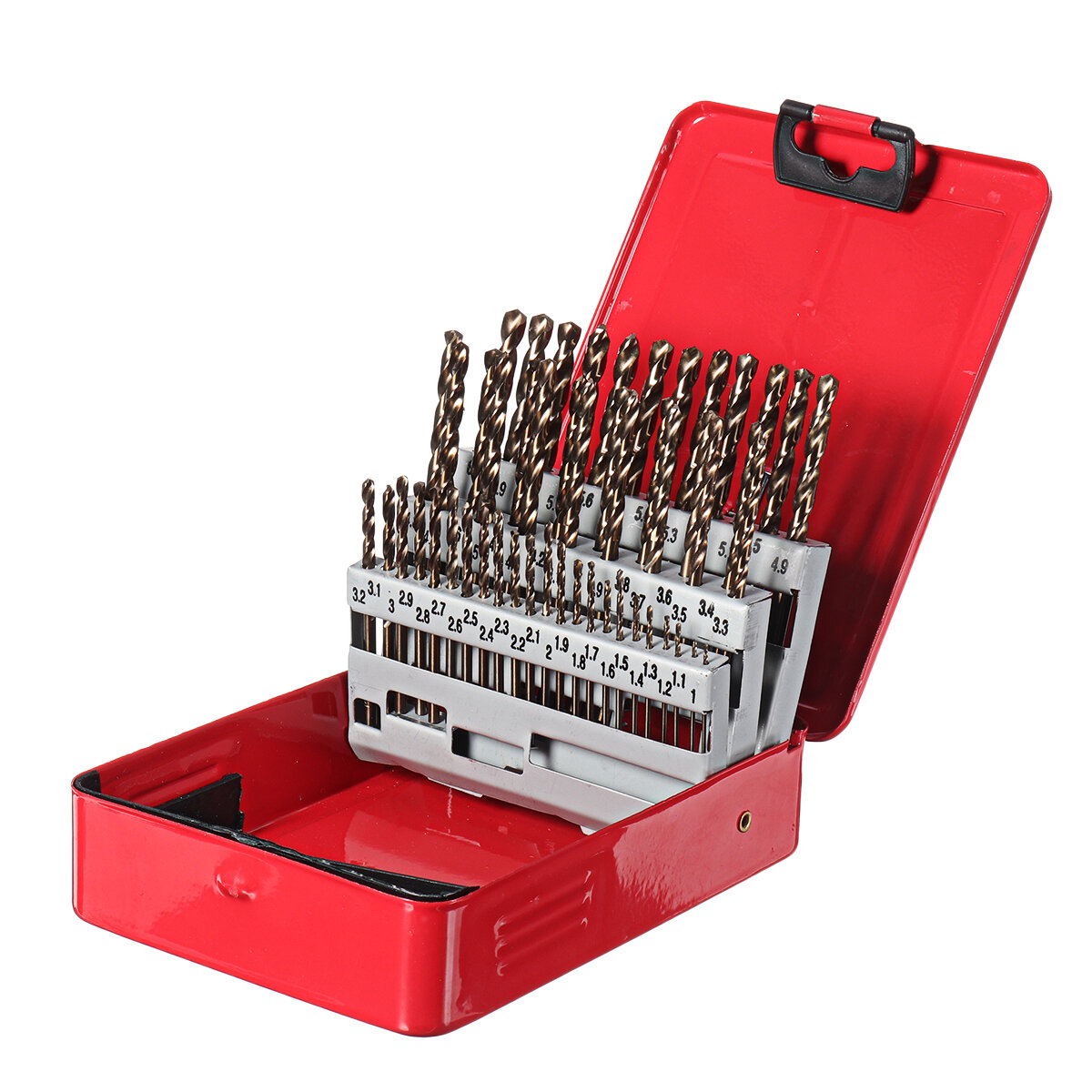 Drillpro 51Pcs 1-6mm M35 Cobalt Drill Bit Set HSS-Co Jobber Length Twist Drill Bits with Metal Case for Stainless Steel
