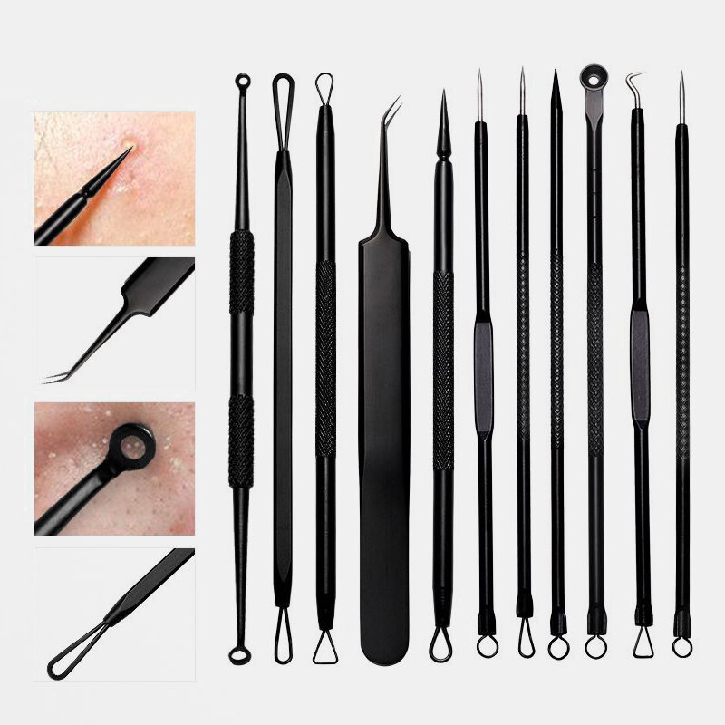 

11 Pcs Acne Remover Tool Set Stainless Steel Double-Head Acne Needles Remove Acne Fat Particles Tool