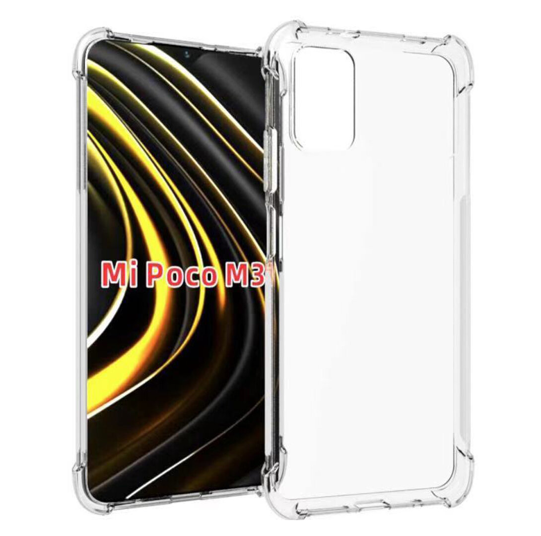 Bakeey for POCO M3 Case with Air Bag Shockproof Transparent Non-Yellow Soft TPU Protective Case Non-