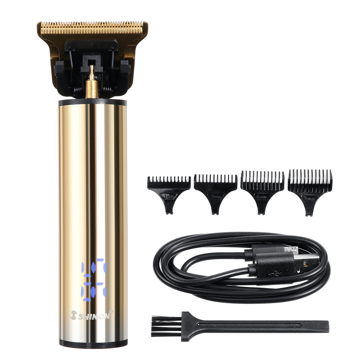 

Professional Hair Trimmer Clipper USB Cordless LCD Beard Cutting Shaving Machine W/ 4 Limit Combs