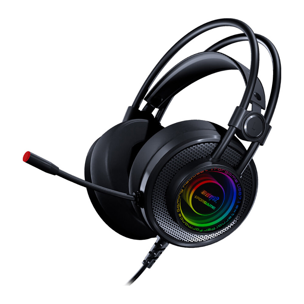 K1 Gaming Headset Virtual 7.1 Channel 50mm Driver Unit RGB Light High Sensitivity Microphone Headphone for PC