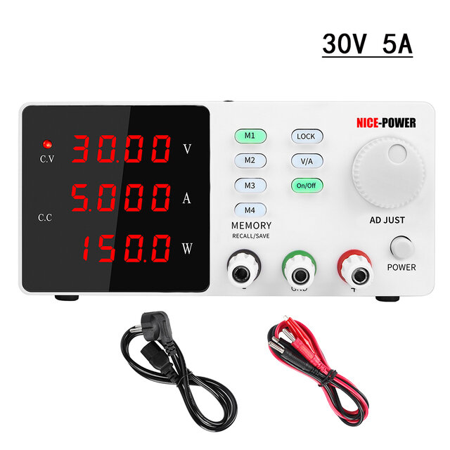 

NICE-POWER 0-30V 0-5A Adjustable Programmable Lab Switching Power-Supply DC Regulated Power Supply Bench Digital Display