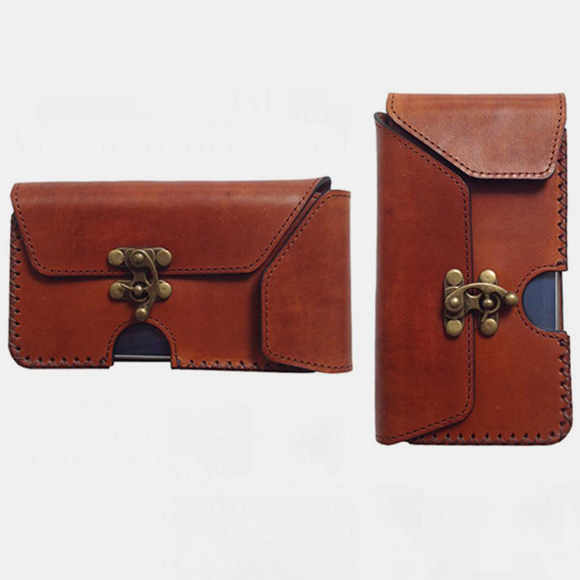 

Ekphero Men Genuine Leather Hasp Retro 6.5 Inch Phone Bag Waist Packs Phone Case